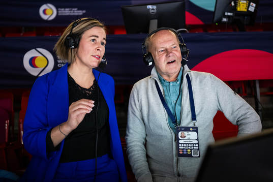 Commentators Annika Wiel Hvannberg and Per Kahl of Swedish
