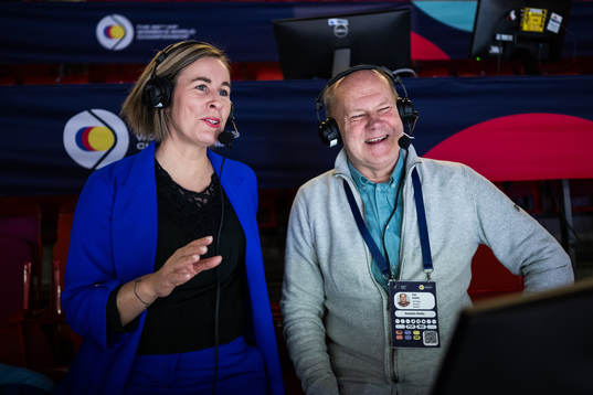 Commentators Annika Wiel Hvannberg and Per Kahl of Swedish