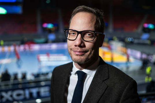 Commentator Anders Bjuhr of broadcaster Viaplay poses for a