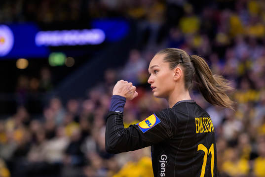 Goalkeeper Evelina Eriksson of Sweden celebrating