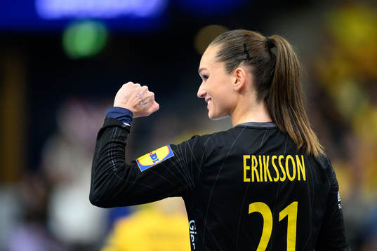 Goalkeeper Evelina Eriksson of Sweden celebrates