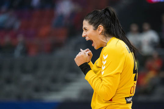 Goalkeeper Marta Batinovic of Montenegro celebrates