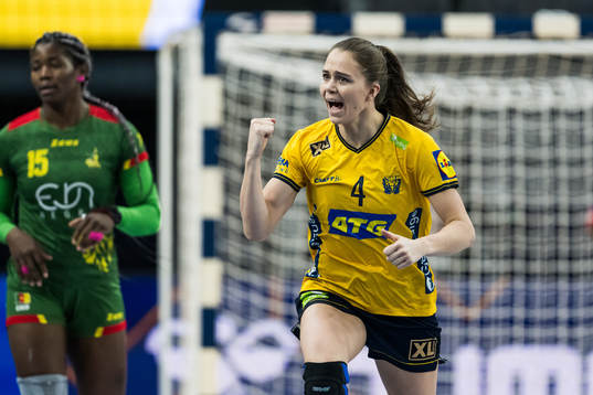 Olivia Mellegård of Sweden celebrating
