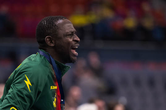 Head coach Bertin Njantou Tabeth of Cameroon