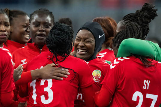 Doungou Camara of Senegal celebrates