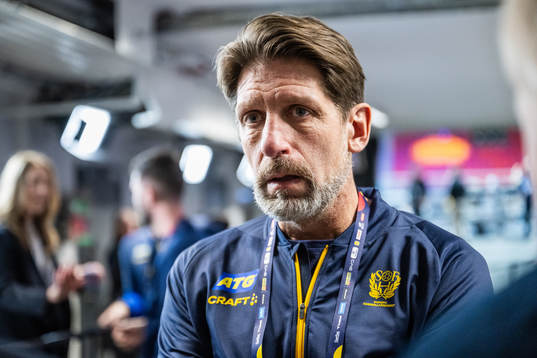 Head coach Tomas Axnér of Sweden is interviewed