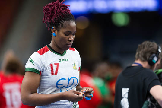 Vanessa Nchouapouognigni Pasma of Cameroon looks dejected