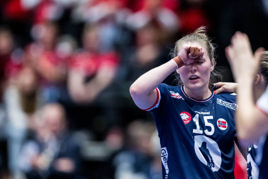 Vilde Mortensen Ingstad of Norway looks dejected