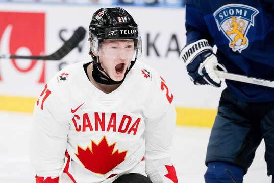 Owen Allard of Canada celebrates the 0-2 goal