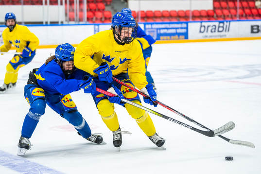 Lovisa Engström and Moa Johannesson of Sweden at a