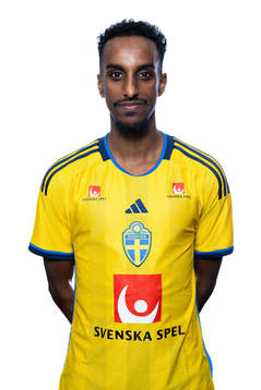 Taha Ali of the Swedish men's football national team pose