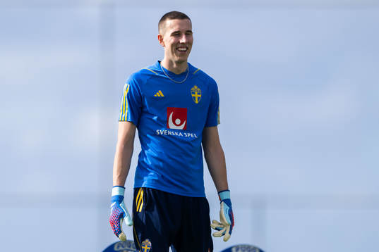 Goalkeeper Samuel Brolin of the Swedish men's football