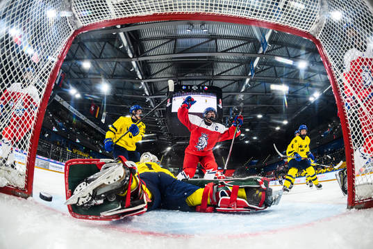 Adela Sapovalivova of Czechia celebrates as Tereza Plosova