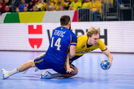 Mirsad Terzic of Bosnia and Herzegovina and Eric Johansson