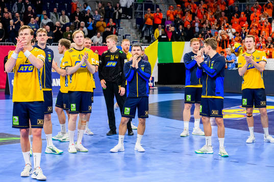 Players of Sweden celebrate