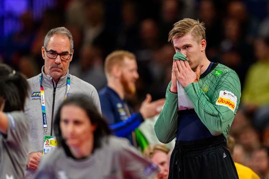Goalkeeper Tobias Thulin of Sweden looks dejected