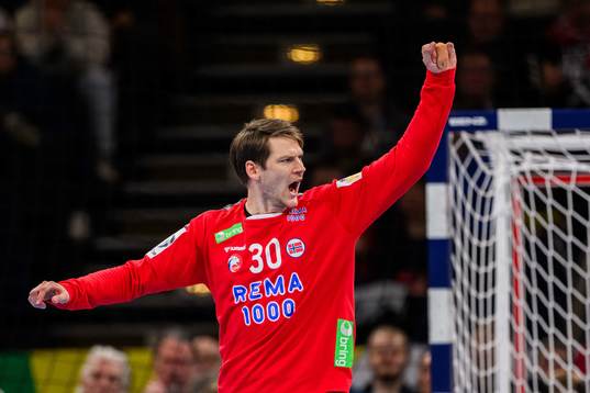 Goalkeeper Torbjørn Sittrup Bergerud of Norway celebrating