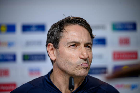 Head coach Glen Solberg of Sweden at a press conference