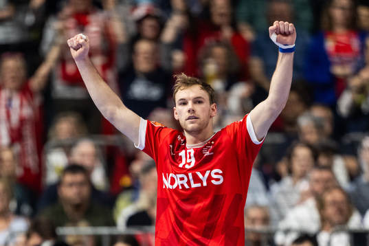 Mathias Gidsel of Denmark celebrates