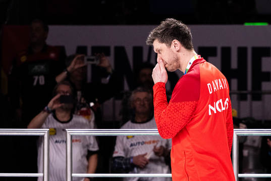 Goalkeeper Niklas Landin Jacobsen of Denmark looks dejected
