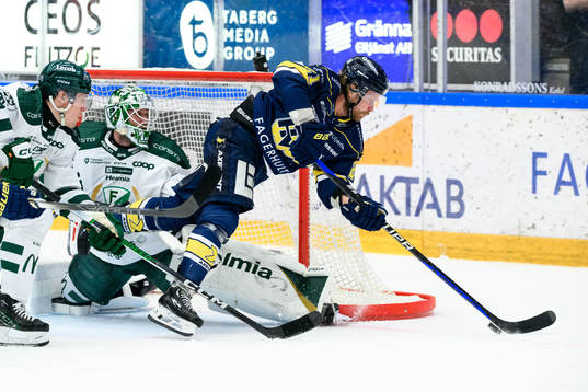 Färjestads målvakt Maxime Lagacé och HV71s Mattias
