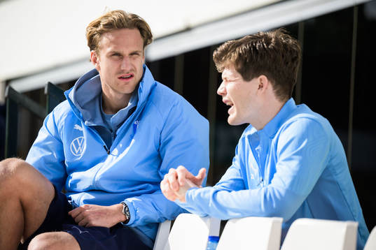 Erik Botheim and Oliver Berg of Malmö FF