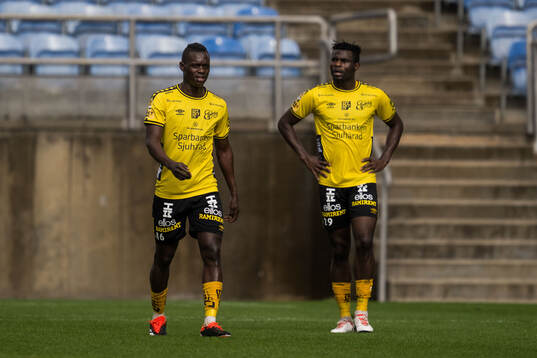 Timothy Ouma and Buhari Ibrahim of Elfsborg looks dejected