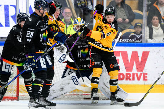 HV71s målvakt Frederik Dichow och Luleås Isac Hedqvist
