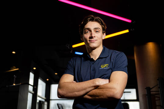 Armand Duplantis of Sweden pose for a portrait at a press