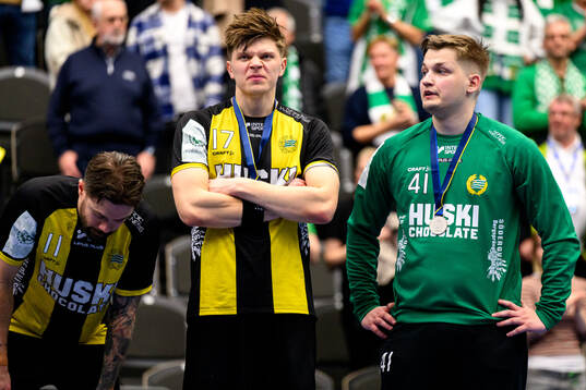 Hammarbys Martin Dolk, Ludvig Lindeberg och målvakt Mikael