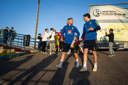 Emil Forsberg and Victor Nilsson Lindelöf of the Swedish