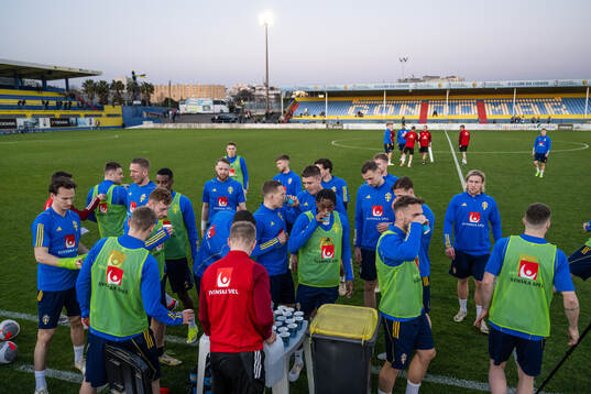 Anthony Elanga and team mates of the Swedish men's national