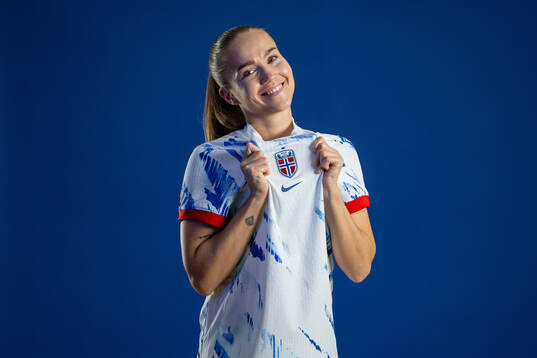 Guro Reiten of the Norwegian national football team poses