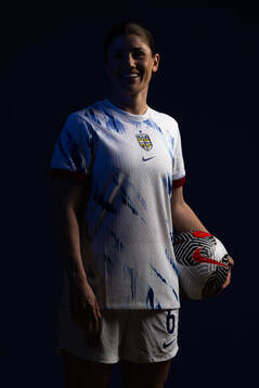 Maren Mjelde of the Norwegian national football team poses