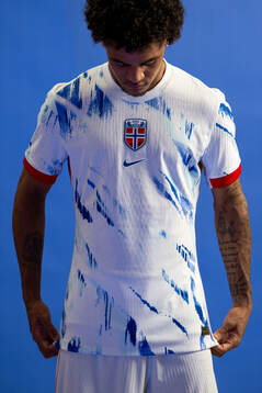 Oscar Bobb of the Norwegian national football team poses