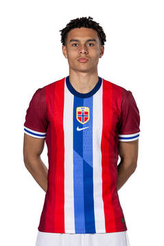 Antonio Nusa of the Norwegian national football team poses