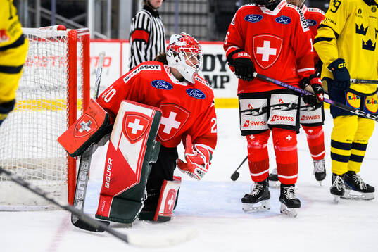 Goaltender Andrea Braendli of Switzerland