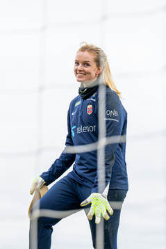 Goalkeeper Guro Pettersen of the Norwegian women's national