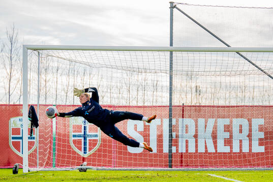 Goalkeeper Aurora Mikalsen of the Norwegian women's