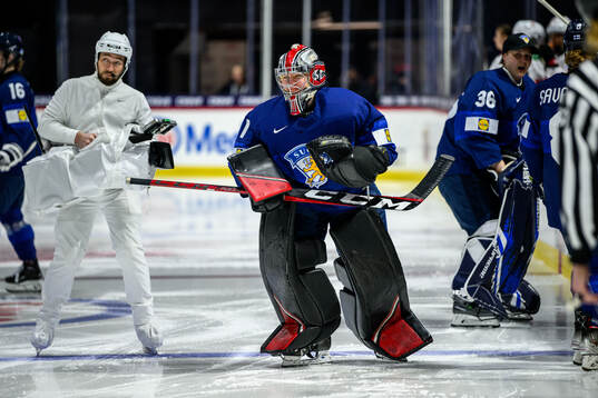 Goaltender Sanni Ahola of Finland