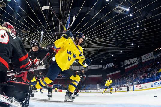 Jocelyne Larocque of Canada and Mira Hallin of Sweden