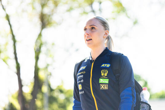 Mathilda Lundström of Sweden arrives to the arena