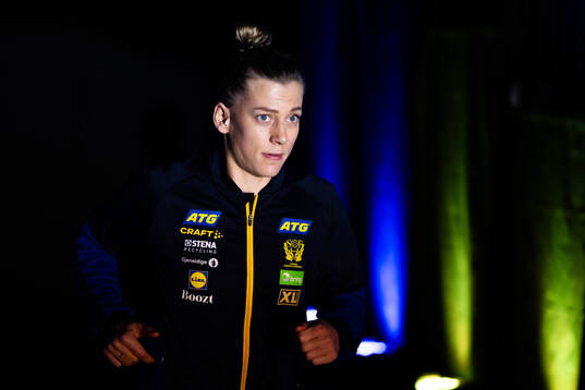 Nathalie Hagman of Sweden enters the pitch