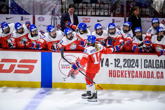Klara Hymlarova of Czech Republic celebrates
