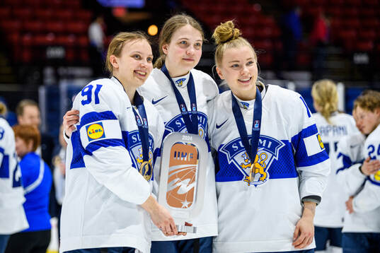 Julia Liikala, Emilia Vesa and Krista Parkkonen of Finland