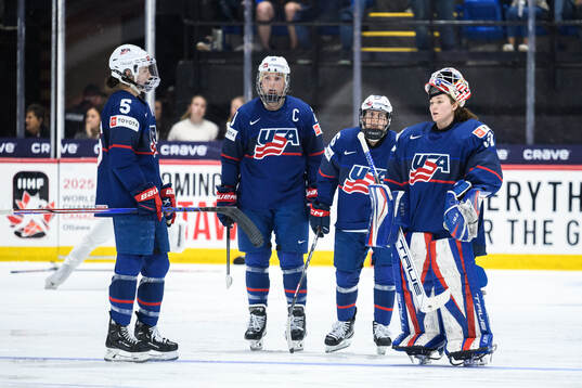 Megan Keller, Hilary Knight, Kendall Coyne Schofield and