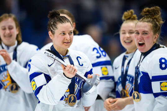 Jenni Hiirikoski of Finland celebrates