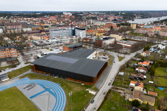 Drönarvy av Täljehallen