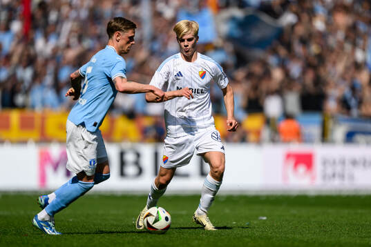 Malmö FFs Søren Rieks och Djurgårdens Lucas Bergvall