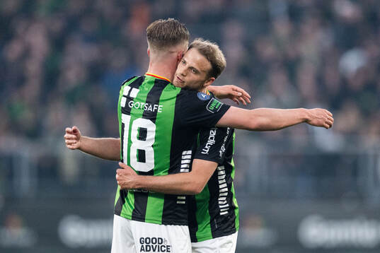 GAIS Alexander Ahl Holmström och Gustav Lundgren jublar